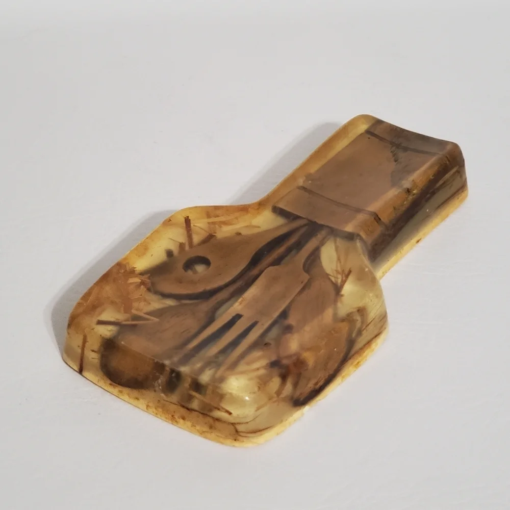 Vintage Vomit Spoon Rest 70s Layered Resin Handmade Country Farmhouse Decor